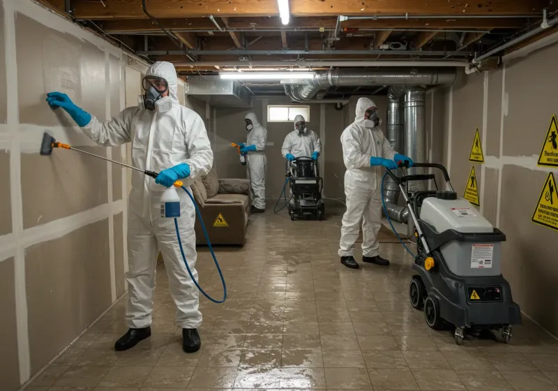 Basement Moisture Removal and Structural Drying process in Tishomingo, OK